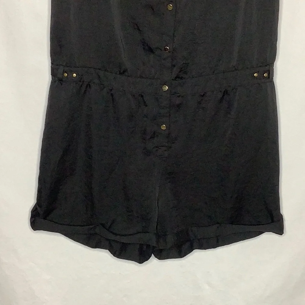 H&M Sleeveless Black Satin Romper Size 8